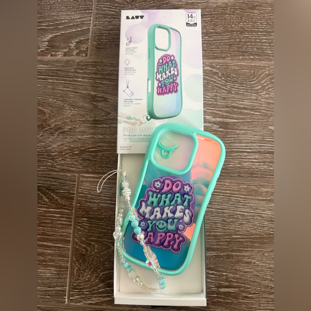 LAUT Teal and Purple Phone Case with Strap - brand new
